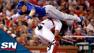 Blue Jays' Coghlan Superman Slides Over Yadier Molina | This Day In MLB History