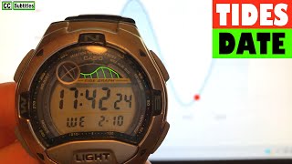 How to set Tide on Casio Watch W-753 and How to set Date Time Moon on Casio Watch W-753