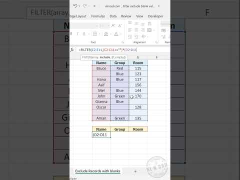 Excel Formula to Filter out records with blank cells