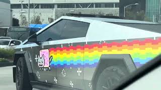 Nyan Cat CyberTruck Spotted in Los Angeles!!!!