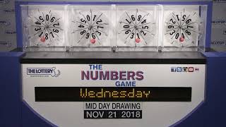Midday Numbers Game Drawing: Wednesday, November 21, 2018
