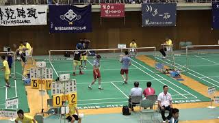 2018IH バドミントン男子ダブルス1回戦①　松村・上田（勝山）vs 木村・勝間田（常総学院）