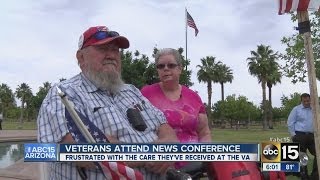 Sens. John McCain and Jeff Flake attend news conference on Arizona veterans hospital