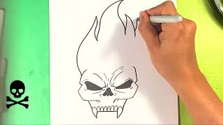 EASY How to Draw FLAME SKULL