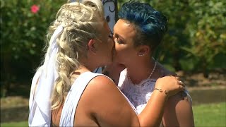 Australia's first legally-married lesbian couple celebrate