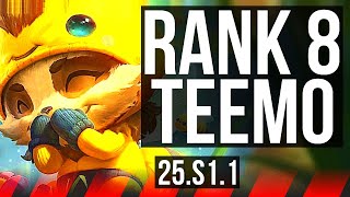 TEEMO vs SETT (TOP) | Rank 8 Teemo, 1300+ games, Godlike | KR Grandmaster | 25.S1.1