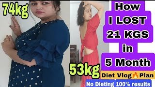 Diet Vlog🔥My Weightloss Loss Journey | From 74Kg to 53kgs at Home Without Exercise| Diet Plan + Tips