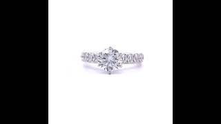 Classic 2.35 Carat Diamond Solitaire Pavé Ring in 18k White Gold