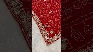 🔥Traditional Jaipuri Bandhani Saree With Handwork #saree #ytshorts #shorts