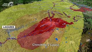 Mapa de Amenaza volcán Nevado del Ruiz - animación 3D