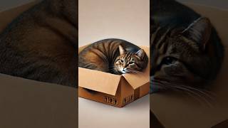 The cat curls up in the box very neat #shorts #cats