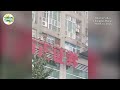 changsha apartment building catches fire two women climb out a window to escape women fire china