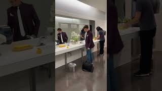 Wizard using public bathroom