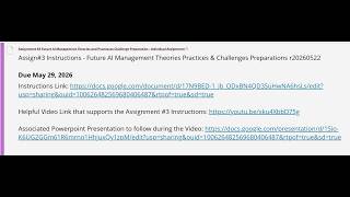 Assignment #3 Video Introduction r20250522 Individual Assignment Due May 29, 2025