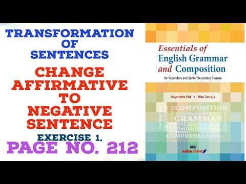 TRANSFORMATION OF SENTENCES || Change Affirmative To Negative ...