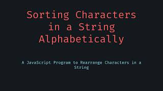 Sort String Alphabetically