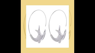 Yhpup New Stainless Steel Swallow Bird Thin Hoop Earrings for Women Prevent Allergy Minimalist Me...