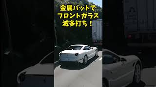 爆音フェラーリにブチ切れるおばあちゃん！金属バットでフロントガラス滅多打ち！！