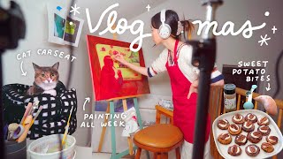 My Second Largest Painting ❄️ Vlogmas #2, digital art, project pan, \u0026 sweet potato bites