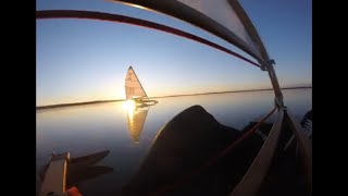 Ice boat sailing on Arresø, the largest lake in Denmark