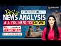 23rd November 2024 | The Hindu Newspaper Analysis | Daily Current Affairs | Umang Ma'am | UPSC EXAM