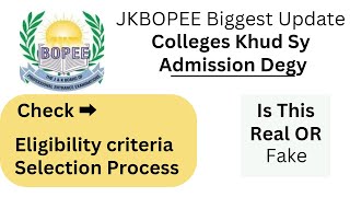 Jkbopee Biggest Update Colleges Admission On Its Own| Jahangir Says