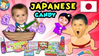 AMERICANS TRY JAPANESE CANDY and SODA! Taste Test and Challenge Fun FUNnel Vision