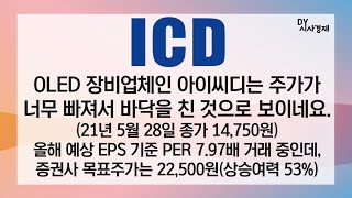 아이씨디는 OLED 장비를 만드는 회사네요. PER 7.97배에 거래되고 있어 가격 메리트가 있어보입니다. #코스닥 #중소형주