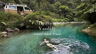 Camping by the beautiful cool blue river I Asia Vanlife camping car