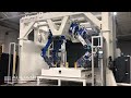 4 robot waterjet cutting system with yaskawa motoman gp25 robots