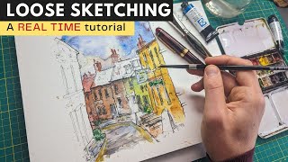 Loose Ink and Watercolour Sketching Tutorial - A Real Time Step by Step Guide