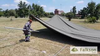 How to erect a 5 x 10m Canvas Army Tent by Falkson Tents