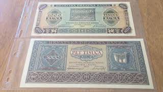 The Croatian Banknote Show - NDH 500, 1000 \u0026 5000 Kuna 1943 RARE BANKNOTE