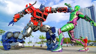 A batalha entre Optimus e Green Goblin no mundo futuro - Imagine o mundo futuro