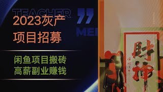 2023灰产项目招募 |闲鱼项目搬砖 |高薪 副业 赚钱 | 一月搞百万路子 |最新风口可带小白（灰产级赚钱视频）