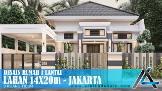 DESAIN RUMAH 14 x 20 METER I JAKARTA – DESAIN RUMAH TROPIS MODERN #jasaarsitek #jasadesain #arsitek