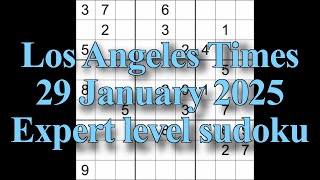 Sudoku solution – Los Angeles Times 29 January 2025 Expert level