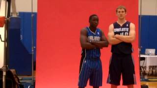 2013 NBA Rookie Photo Shoot posedown between Cody Zeller and Victor Oladipo