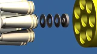 Bent axis hydraulic motor animation and exploded view