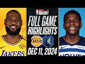 TIMBERWOLVES vs LAKERS FULL GAME HIGHLIGHTS DECEMBER 11, 2024 NBA FULL GAME HIGHLIGHTS TODAY 2K25