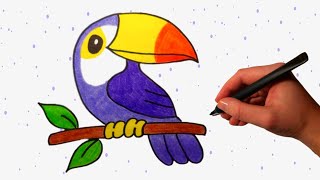 How to Draw a Cute Toucan Bird Easy - Cute drawings