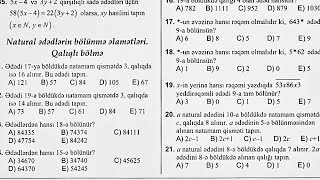 Riyaziyyat-Natural ədədlərin bölünmə əlamətləri.Qalıqlı bölmə. Mövzu izahı+test toplusu sual izahı🕊