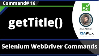 getTitle() Command - Selenium WebDriver