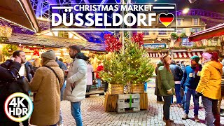 🎄 2024 Düsseldorf Beautiful Christmas Markets Tour, Germany Christmas Lights Walk 4K HDR