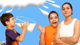 MORAL STORY FOR KIDS | DOODH | MILK CHALLENGE | Fun Kids Bloopers Aayu and Pihu Show