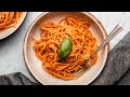 Easy Roasted Red Pepper Pasta (5 Ingredients + Vegan)