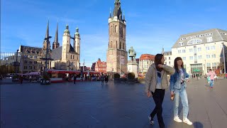 Halle - 4K Ultra | Walking Tour in Halle Saale, Germany || Halle Sunny Autumn