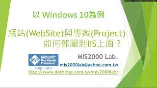 [1080p] ASP.NET網站(WebSite)或專案(Project)部屬到Win10 IIS裡面