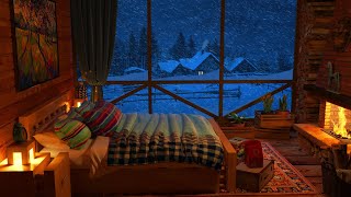 Deep Sleep with Blizzard and Fireplace Sounds | Cozy Winter Ambience, Snow Storm