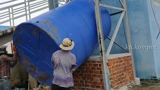 Prepare bricks for water tank រៀបជើងដាក់សូទែនផ្ទះជួល